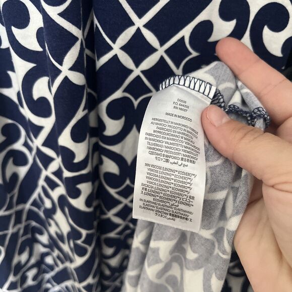 Boden Maxi Dress Womens 2 Jersey Knit Navy Geometric V-neck Preppy Beach Resort - Picture 4 of 10